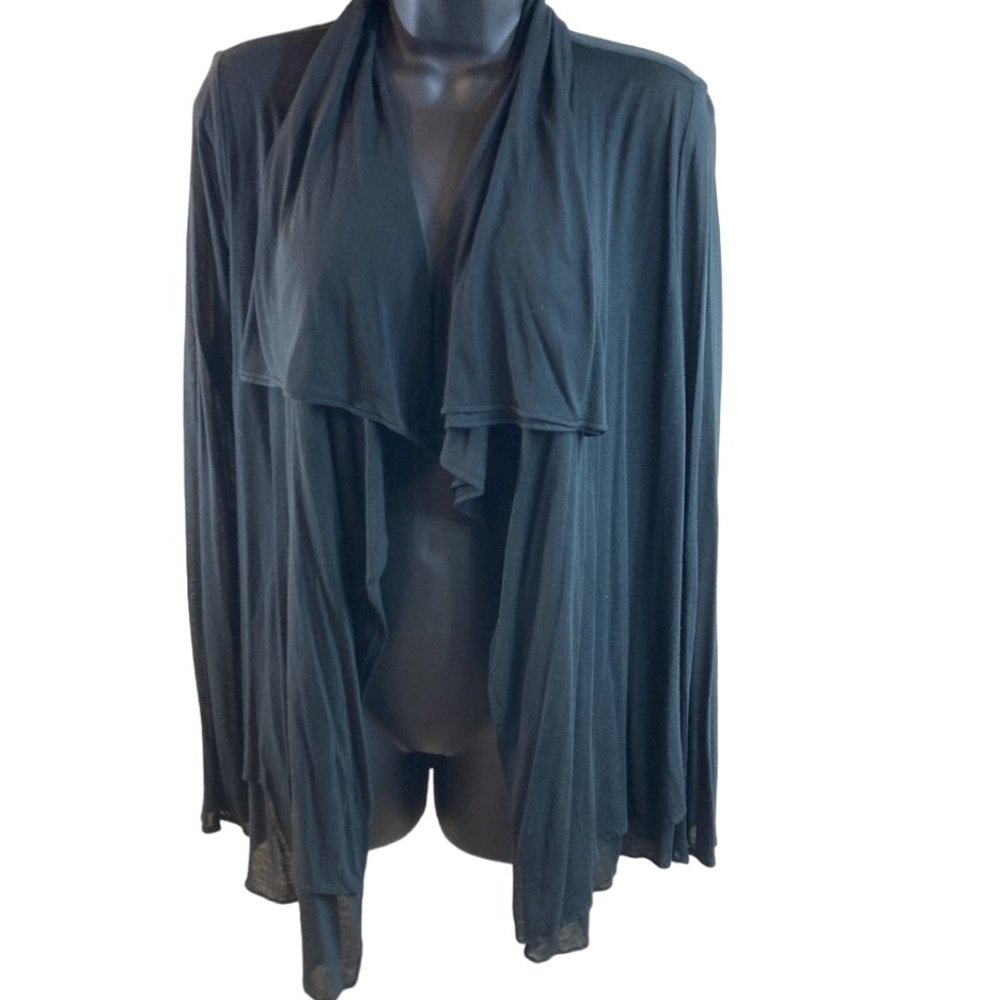 Elie Tahari Open Waterfall Black Cardigan Sz M/L